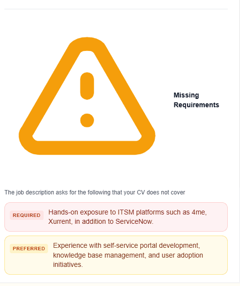 AI highlighting missing requirements
